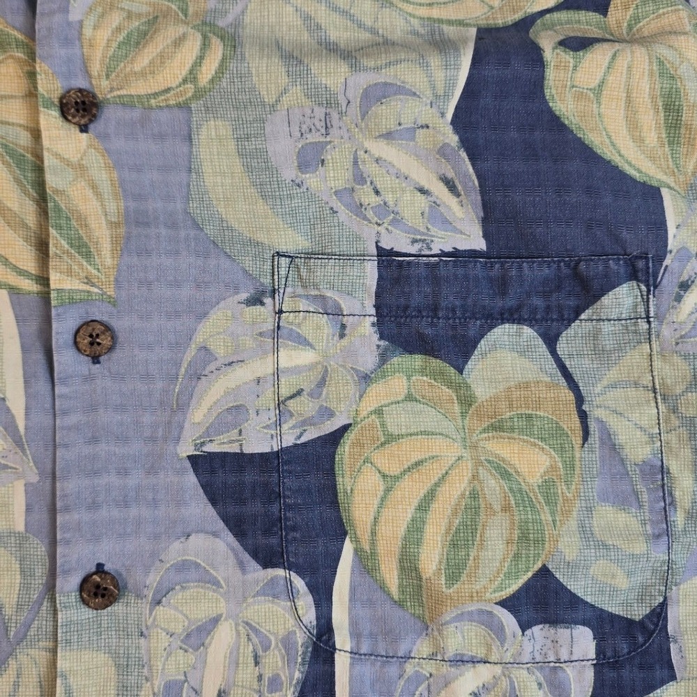 Tommy Bahama Men's Blue Yellow Floral Silk Camp Hawaiian Shirt Oversized Size L - Picture 6 of 9